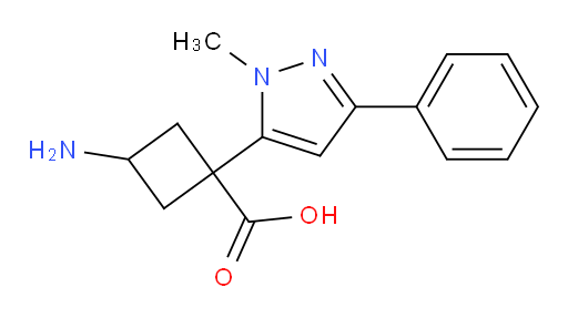 3-amino-1-(1-methyl-3-phenyl-1H-pyrazol-5-yl)cyclobutane-1-carboxylic acid