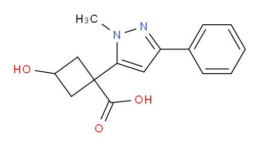 3-hydroxy-1-(1-methyl-3-phenyl-1H-pyrazol-5-yl)cyclobutane-1-carboxylic acid