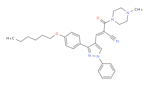 3-{3-[4-(hexyloxy)phenyl]-1-phenyl-1H-pyrazol-4-yl}-2-(4-methylpiperazine-1-carbonyl)prop-2-enenitrile