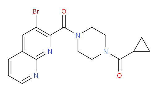 (3-bromo-1,8-naphthyridin-2-yl)(4-(cyclopropanecarbonyl)piperazin-1-yl)methanone