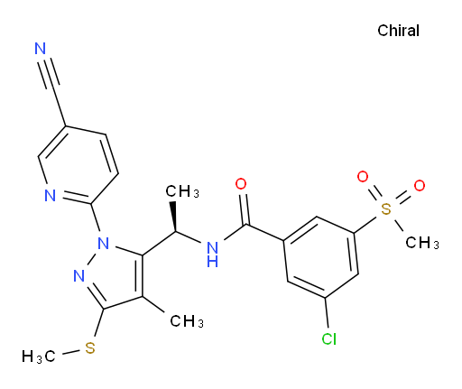(R)-3-chloro-N-(1-(1-(5-cyanopyridin-2-yl)-4-methyl-3-(methylthio)-1H-pyrazol-5-yl)ethyl)-5-(methylsulfonyl)benzamide