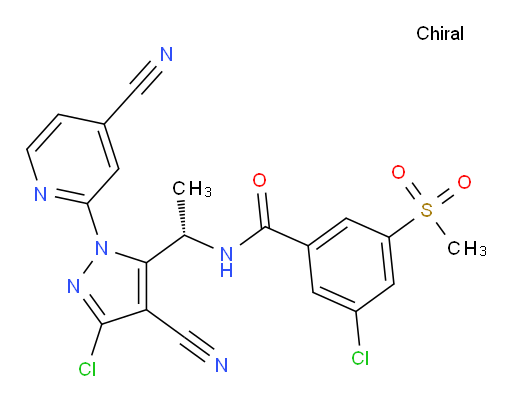 (S)-3-chloro-N-(1-(3-chloro-4-cyano-1-(4-cyanopyridin-2-yl)-1H-pyrazol-5-yl)ethyl)-5-(methylsulfonyl)benzamide