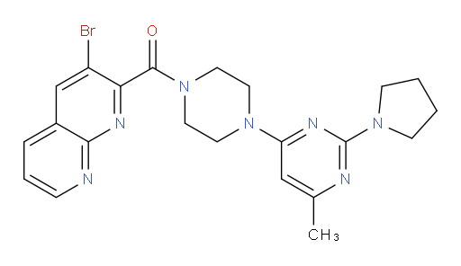 (3-bromo-1,8-naphthyridin-2-yl)(4-(6-methyl-2-(pyrrolidin-1-yl)pyrimidin-4-yl)piperazin-1-yl)methanone