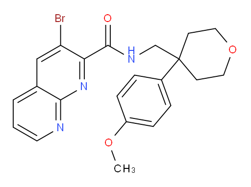 3-bromo-N-((4-(4-methoxyphenyl)tetrahydro-2H-pyran-4-yl)methyl)-1,8-naphthyridine-2-carboxamide