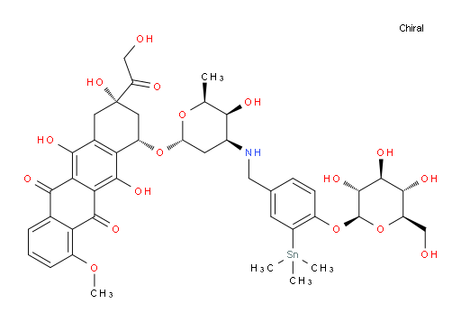 (8S,10S)-6,8,11-trihydroxy-10-(((2R,4S,5S,6S)-5-hydroxy-6-methyl-4-((4-(((2S,3R,4S,5S,6R)-3,4,5-trihydroxy-6-(hydroxymethyl)tetrahydro-2H-pyran-2-yl)oxy)-3-(trimethylstannyl)benzyl)amino)tetrahydro-2H-pyran-2-yl)oxy)-8-(2-hydroxyacetyl)-1-methoxy-7,8,9,10-tetrahydrotetracene-5,12-dione