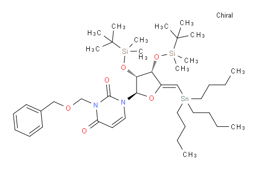3-((benzyloxy)methyl)-1-((2R,3R,4S,Z)-3,4-bis((tert-butyldimethylsilyl)oxy)-5-((tributylstannyl)methylene)tetrahydrofuran-2-yl)pyrimidine-2,4(1H,3H)-dione