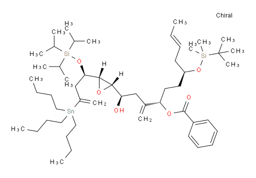 (1R,4S,7S,E)-7-((tert-butyldimethylsilyl)oxy)-1-hydroxy-3-methylene-1-((2S,3S)-3-((R)-3-(tributylstannyl)-1-((triisopropylsilyl)oxy)but-3-en-1-yl)oxiran-2-yl)undec-9-en-4-yl benzoate