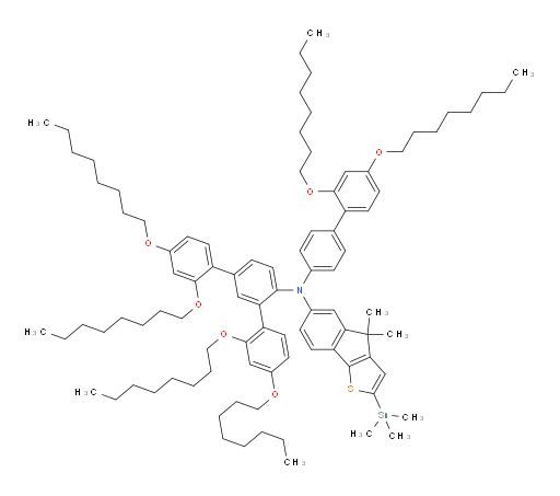 N-(2',4'-bis(octyloxy)-[1,1'-biphenyl]-4-yl)-4,4-dimethyl-N-(2,2'',4,4''-tetrakis(octyloxy)-[1,1':3',1''-terphenyl]-4'-yl)-2-(trimethylstannyl)-4H-indeno[1,2-b]thiophen-6-amine