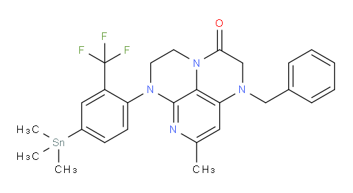 1-benzyl-8-methyl-6-(2-(trifluoromethyl)-4-(trimethylstannyl)phenyl)-1,2,5,6-tetrahydro-1,3a,6,7-tetraazaphenalen-3(4H)-one