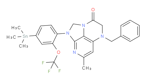5-benzyl-7-methyl-1-(2-(trifluoromethoxy)-4-(trimethylstannyl)phenyl)-4,5-dihydro-1H-1,2a,5,8-tetraazaacenaphthylen-3(2H)-one