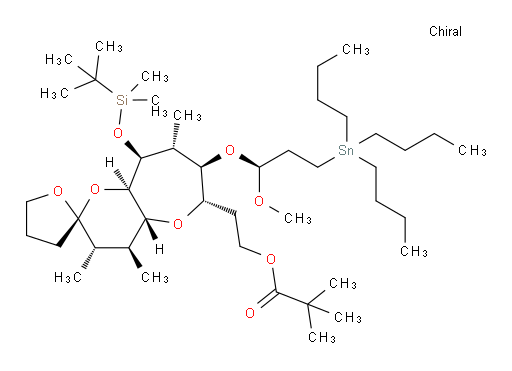 2-((2R,3'S,4'S,4a'R,6'S,7'R,8'R,9'S,9a'R)-9'-((tert-butyldimethylsilyl)oxy)-7'-((S)-1-methoxy-3-(tributylstannyl)propoxy)-3',4',8'-trimethyldecahydro-3H-spiro[furan-2,2'-pyrano[3,2-b]oxepin]-6'-yl)ethyl pivalate