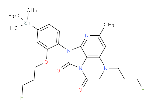 1-(2-(3-fluoropropoxy)-4-(trimethylstannyl)phenyl)-5-(3-fluoropropyl)-7-methyl-4,5-dihydro-1H-1,2a,5,8-tetraazaacenaphthylene-2,3-dione