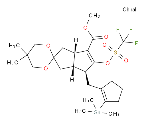 (3a'R,4'S,6a'S)-methyl 5,5-dimethyl-5'-(((trifluoromethyl)sulfonyl)oxy)-4'-((2-(trimethylstannyl)cyclopent-1-en-1-yl)methyl)-3',3a',4',6a'-tetrahydro-1'H-spiro[[1,3]dioxane-2,2'-pentalene]-6'-carboxylate
