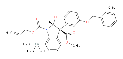 (5aR,10bR)-6-allyl 10b-methyl 2-(benzyloxy)-7-(trimethylstannyl)-5aH-benzofuro[2,3-b]indole-6,10b(10bH)-dicarboxylate