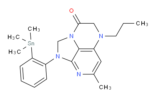 7-methyl-5-propyl-1-(2-(trimethylstannyl)phenyl)-4,5-dihydro-1H-1,2a,5,8-tetraazaacenaphthylen-3(2H)-one