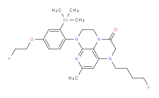 1-(4-fluorobutyl)-6-(4-(2-fluoroethoxy)-2-(trimethylstannyl)phenyl)-8-methyl-1,2,5,6-tetrahydro-1,3a,6,7-tetraazaphenalen-3(4H)-one