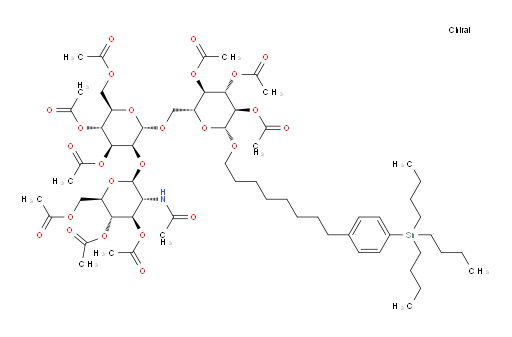 (2R,3R,4S,5R,6R)-2-((((2S,3S,4S,5R,6R)-3-(((2S,3R,4R,5S,6R)-3-acetamido-4,5-diacetoxy-6-(acetoxymethyl)tetrahydro-2H-pyran-2-yl)oxy)-4,5-diacetoxy-6-(acetoxymethyl)tetrahydro-2H-pyran-2-yl)oxy)methyl)-6-((8-(4-(tributylstannyl)phenyl)octyl)oxy)tetrahydro-2H-pyran-3,4,5-triyl triacetate
