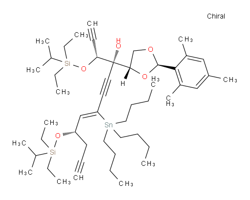 (5R,6S,11S,Z)-3,3,13,13-tetraethyl-5-ethynyl-6-((2R,4S)-2-mesityl-1,3-dioxolan-4-yl)-2,14-dimethyl-11-(prop-2-yn-1-yl)-9-(tributylstannyl)-4,12-dioxa-3,13-disilapentadec-9-en-7-yn-6-ol