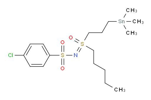 4-Chloro-N-[oxidopentyl[3-(trimethylstannyl)propyl]-λ4-sulfanylidene]benzenesulfonamide