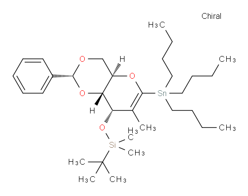 tert-butyldimethyl(((2R,4aR,8S,8aR)-7-methyl-2-phenyl-6-(tributylstannyl)-4,4a,8,8a-tetrahydropyrano[3,2-d][1,3]dioxin-8-yl)oxy)silane