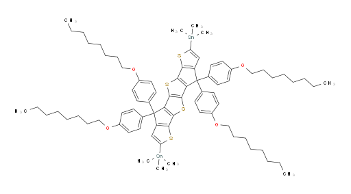 1,1′-[4,9-Dihydro-4,4,9,9-tetrakis[4-(octyloxy)phenyl]thieno[3′,2′:4,5]cyclopenta[1,2-b]thieno[2′′,3′′:3′,4′]cyclopenta[1′,2′:4,5]thieno[2,3-d]thiophene-2,7-diyl]bis[1,1,1-trimethylstannane]