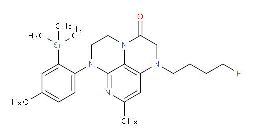 1-(4-fluorobutyl)-8-methyl-6-(4-methyl-2-(trimethylstannyl)phenyl)-1,2,5,6-tetrahydro-1,3a,6,7-tetraazaphenalen-3(4H)-one