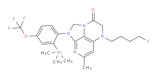 5-(4-fluorobutyl)-7-methyl-1-(4-(trifluoromethoxy)-2-(trimethylstannyl)phenyl)-4,5-dihydro-1H-1,2a,5,8-tetraazaacenaphthylen-3(2H)-one