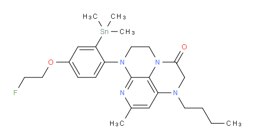 1-butyl-6-(4-(2-fluoroethoxy)-2-(trimethylstannyl)phenyl)-8-methyl-1,2,5,6-tetrahydro-1,3a,6,7-tetraazaphenalen-3(4H)-one