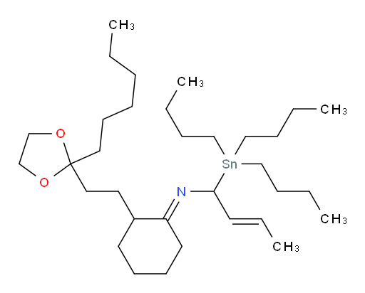 (2E,NE)-N-(2-(2-(2-己基-1,3-二氧杂环戊烷-2-基)乙基)环己亚基)-1-(三丁基锡基)丁-2-烯-1-胺