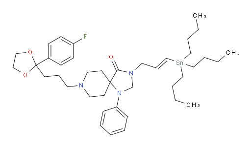 (E)-8-(3-(2-(4-氟苯基)-1,3-二氧杂环戊烷-2-基)丙基)-1-苯基-3-(3-(三丁基锡基)烯丙基)-1,3,8-三氮杂螺[4.5]癸烷-4-酮