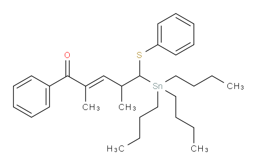 (E)-2,4-dimethyl-1-phenyl-5-(phenylthio)-5-(tributylstannyl)pent-2-en-1-one