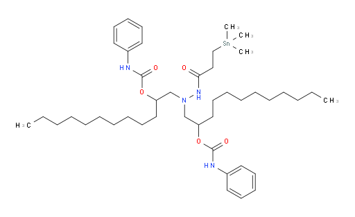 (2-(3-(trimethylstannyl)propanoyl)hydrazine-1,1-diyl)bis(dodecane-2,1-diyl) bis(phenylcarbamate)