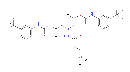 (2-(3-(trimethylstannyl)propanoyl)hydrazine-1,1-diyl)bis(propane-2,1-diyl) bis((3-(trifluoromethyl)phenyl)carbamate)