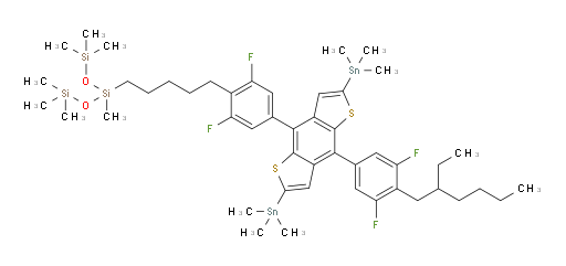 3-(5-(4-(8-(4-(2-ethylhexyl)-3,5-difluorophenyl)-2,6-bis(trimethylstannyl)benzo[1,2-b:4,5-b']dithiophen-4-yl)-2,6-difluorophenyl)pentyl)-1,1,1,3,5,5,5-heptamethyltrisiloxane
