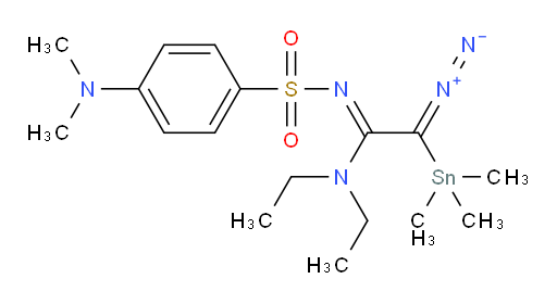 (Z)-2-diazo-N'-((4-(dimethylamino)phenyl)sulfonyl)-N,N-diethyl-2-(trimethylstannyl)acetimidamide