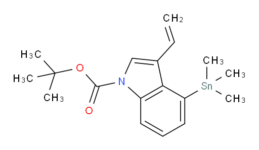 叔丁基 4-(三甲基锡基)-3-乙烯基-1H-吲哚-1-甲酸酯