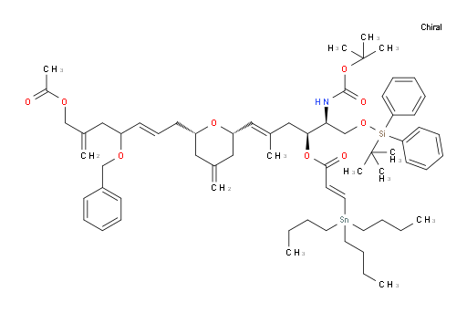 (E)-(2S,3S,E)-6-((2S,6S)-6-((E)-6-(乙酰氧基甲基)-4-(苄氧基)庚-2,6-二烯-1-基)-4-亚甲基四氢-2H-吡喃-2-基)-2-(BOC-氨基)-1-((叔丁基二苯基sil氧基))-5-甲基己-5-烯-3-基 3-(三丁基锡基)丙烯酸酯