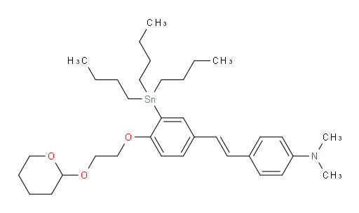 (E)-N,N-dimethyl-4-(4-(2-((tetrahydro-2H-pyran-2-yl)oxy)ethoxy)-3-(tributylstannyl)styryl)aniline