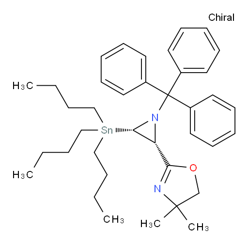 4,4-dimethyl-2-((2R,3S)-3-(tributylstannyl)-1-tritylaziridin-2-yl)-4,5-dihydrooxazole