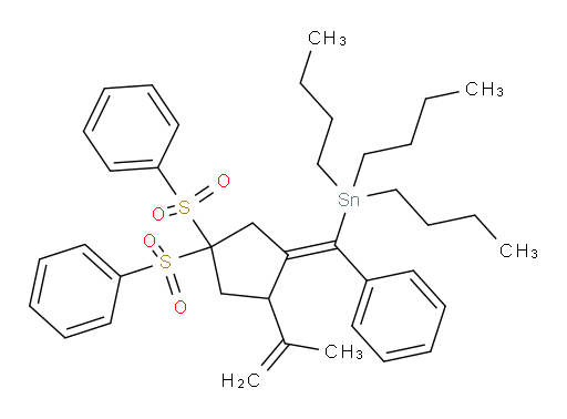 (E)-((4,4-bis(phenylsulfonyl)-2-(prop-1-en-2-yl)cyclopentylidene)(phenyl)methyl)tributylstannane