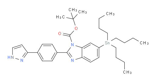 tert-butyl 2-(4-(1H-pyrazol-3-yl)phenyl)-6-(tributylstannyl)-1H-benzo[d]imidazole-1-carboxylate
