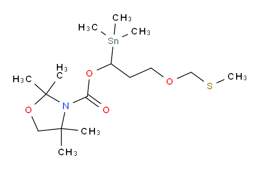 3-((methylthio)methoxy)-1-(trimethylstannyl)propyl 2,2,4,4-tetramethyloxazolidine-3-carboxylate
