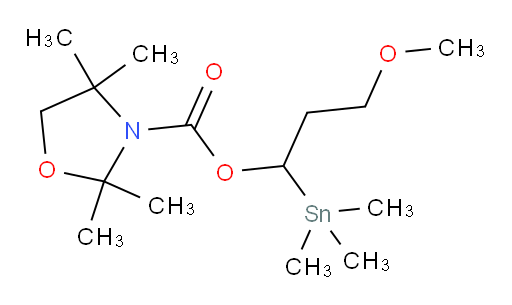 3-methoxy-1-(trimethylstannyl)propyl 2,2,4,4-tetramethyloxazolidine-3-carboxylate