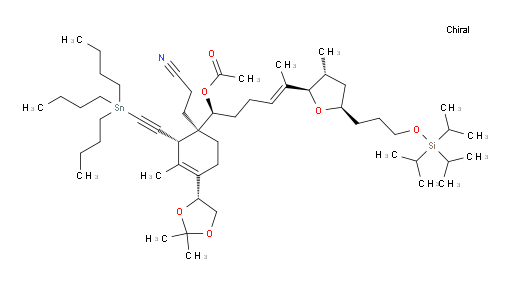 (S,E)-1-((1R,2S)-1-(2-cyanoethyl)-4-((R)-2,2-dimethyl-1,3-dioxolan-4-yl)-3-methyl-2-((tributylstannyl)ethynyl)cyclohex-3-en-1-yl)-5-((2R,3R,5R)-3-methyl-5-(3-((triisopropylsilyl)oxy)propyl)tetrahydrofuran-2-yl)hex-4-en-1-yl acetate