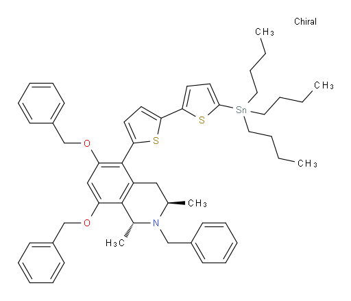 (1R,3R)-2-benzyl-6,8-bis(benzyloxy)-1,3-dimethyl-5-(5'-(tributylstannyl)-[2,2'-bithiophen]-5-yl)-1,2,3,4-tetrahydroisoquinoline