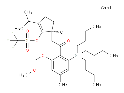 (S)-2-isopropyl-5-(2-(2-(methoxymethoxy)-4-methyl-6-(tributylstannyl)phenyl)-2-oxoethyl)-5-methylcyclopent-1-en-1-yl trifluoromethanesulfonate