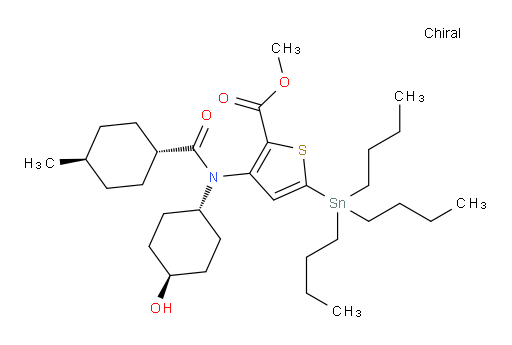 methyl 3-((1r,4R)-N-((1r,4R)-4-hydroxycyclohexyl)-4-methylcyclohexanecarboxamido)-5-(tributylstannyl)thiophene-2-carboxylate