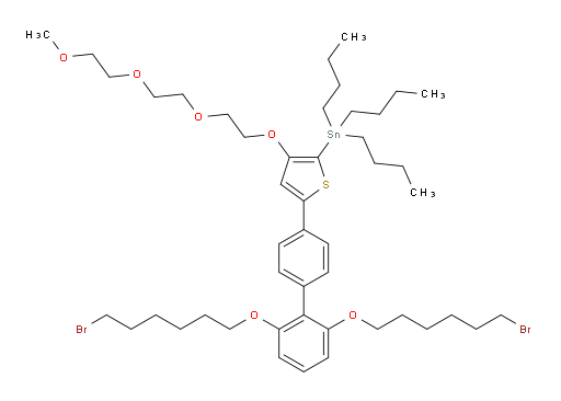 (5-(2',6'-bis((6-bromohexyl)oxy)-[1,1'-biphenyl]-4-yl)-3-(2-(2-(2-methoxyethoxy)ethoxy)ethoxy)thiophen-2-yl)tributylstannane