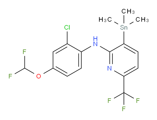 N-(2-chloro-4-(difluoromethoxy)phenyl)-6-(trifluoromethyl)-3-(trimethylstannyl)pyridin-2-amine
