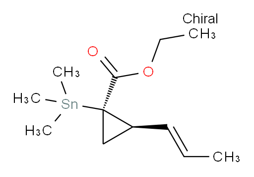 (1R,2R)-ethyl 2-((E)-prop-1-en-1-yl)-1-(trimethylstannyl)cyclopropanecarboxylate